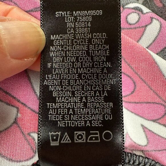 Tahari Y2K Sleeveless Halter Blouse Top Womens S Abstract Floral Print Black Red - Picture 9 of 9